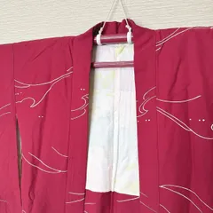 【き732】羽織 葡萄色 流水文様 裏地花柄 女性用 上品 可憐 小紋・紬に 春秋のお出かけ着 リメイク素材 アンティーク