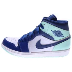 NIKE (ナイキ) AIR JORDAN 1 MID BLUE MINT エアジョーダン 1 ブルーミント ミッドカットスニーカー ホワイト/ブルー US10/28cm 554724-413