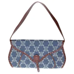 CELINE (セリーヌ) パリマカダム ハンドバッグ ワンショルダーバッグ インディゴブルー×ブラウン デニム×レザー