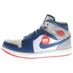 NIKE (ナイキ) AIR JORDAN 1 MID TRUE BLUE 554724-107 エアジョーダン 1 トゥルーブルー ミッドカットスニーカー ホワイト/ブルー US8/26cm