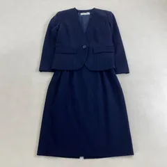 クリスチャンディオール　セットアップ　ノーカラージャケット　シャドーストライプ　Christian Dior　ネイビー　9号　M・L