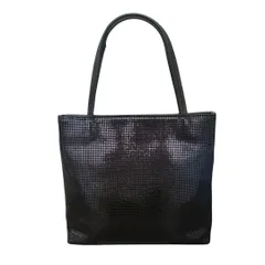 美品 アニエスベー ボヤージュ agnes b. VOYAGE ミニ ハンドバッグ トートバッグ レザー メタリック 黒 ブラック レディース