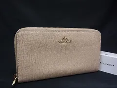 ■美品■ COACH コーチ C3441 レザー ラウンドファスナー 長財布 ウォレット 小銭入れ 札入れ カード入れ ベージュ系 DI6712