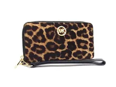 ■極美品■ MICHAEL KORS マイケルコース ハラコ ラウンドファスナー 長財布 ウォレット レディース ブラウン系 DI7290