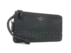 ■極美品■ COACH コーチ F1677 54709 レザー L字ファスナー マルチケース マルチポーチ 小物入れ カード入れ ブラック系 DI7427