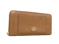 COACH コーチ F54007 アコーディオン レザー ラウンドファスナー 長財布 ウォレット 札入れ 小銭入れ レディース ブラウン系 DI8005