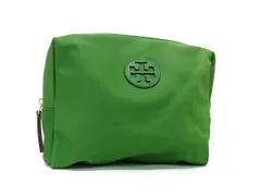 ■極美品■ TORY BURCH トリーバーチ ナイロン メイクポーチ 化粧ポーチ マルチケース 小物入れ レディース グリーン系 DI8328