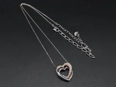 ■美品■ SWAROVSKI スワロフスキー ラインストーン ハート ネックレス ペンダント アクセサリー レディース シルバー系 DH3703