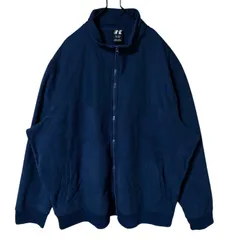 ネイビー ラッセル フリース系 フルジップ 3XL ジャケット メンズ 古着長袖