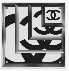 シャネル スカーフ 90 CCロゴ ブラック&ホワイト AAB441