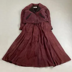 ヴィンテージ　セットアップ　スウェード　羊革　ロングスカート　ワインレッド　36 S M相当