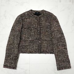 極美品✨23区×LINTON ノーカラージャケット ツイード 金ボタン 38 M