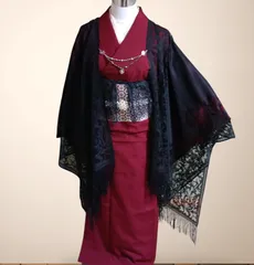 フローラルレース ブラック  羽織 ショール 黒