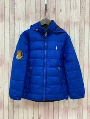 ポロ ラルフローレン POLO RALPH LAUREN 中綿ジャケット ジャンパー ジップアップ フード S 140cm ブルー 青 MR343   キッズ