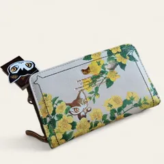 ベベダヤン 【プリントシリーズ】 RF札入れ 二つ折り財布 ヤマブキ/ベージュ