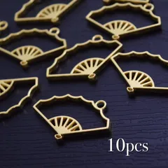 扇子のレジン枠 レジンフレーム 10個　ゴールド