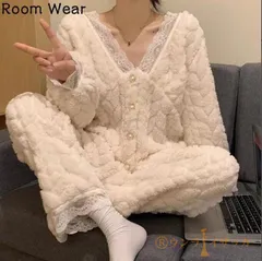 パジャマ 即購入OK レディース 冬 上下セット かわいい ルームウェア 女子会 ナイトルームウェア 着る毛布 もこもこ 寝巻き セットアップ 女性用 ふわふわ 前開き 可愛い 韓国 モコモコ 部屋着 トップス weixz210