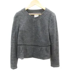 クミキョク 組曲 KUMIKYOKU ノーカラージャケット ミドル丈 ウール 1 ダークグレー /YM37