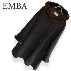 EMBA エンバ ムートンコート ブラック フード付 毛皮 キュプラ100% 日本製 レディース ロング丈 トグルボタン NO.NG100 高級素材 765KZ