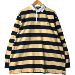 古着 ラルフローレン Ralph Lauren POLO by Ralph Lauren ボーダー柄 長袖 ラガーシャツ メンズXL相当/eaa592506