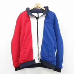 L/古着 トミーヒルフィガー 長袖 ブランド ナイロン ジャケット メンズ ワンポイントロゴ マルチカラー 青他 ブルー 内側メッシュ 25oct31 