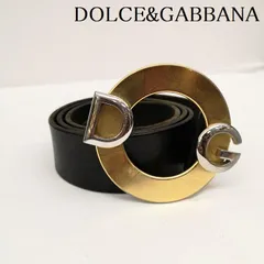 DOLCE&GABBANA ドルチェアンドガッバーナ ベルト・バックル オーバル DG ロゴ バックル コンビカラー アイコン レザー ベルト 100cm-40inch