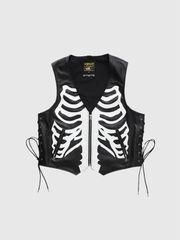 VANSON × MASTERMIND WORLD バンソン マスターマインド ワールド レザー ベスト カスタム ステアハイド 牛革 ボーン スカル MW25C15-VE100 LEATHER VEST CUSTOM