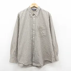 XL/古着 ノーティカ 長袖 ブランド シャツ メンズ 90s ワンポイントロゴ 大きいサイズ ロング丈 コットン ボタンダウン ベージュ系他 カー