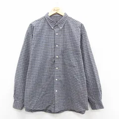 XL/古着 エディーバウアー 長袖 ブランド シャツ メンズ 00s 大きいサイズ コットン ボタンダウン 紺他 ネイビー チェック 25oct31 中古 ト