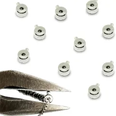 新品 アクセサリーパーツ かしめ玉 10個 セット 【日本製/つぶさない つぶし玉/ワンプッシュ タイプ/簡単】 留め金具 ワンパッチン テグス ワイヤー ボールチップ 潰し玉 国産 made in japan (シルバー 2.7mm)