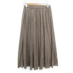 アーバンリサーチ ドアーズ URBAN RESEARCH DOORS フレアスカート ロング丈 マキシ丈 スエード調 無地 F カーキ /FF36