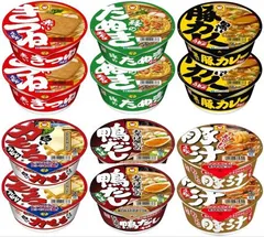 マルちゃん 人気カップ麺6種アソート 赤いきつねうどん、緑のたぬき 天そば、白い力もちうどん、豚汁うどん、黒い豚カレーうどん、おそば屋さんの鴨だしそば 各2個計12個セット