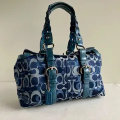 Coach y2k Blue Chelsea Optic Signature Turnlock Satchel Handbag Vintage