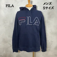 インポート古着　FILA　フィラ　パーカー　プルオーバー　ネイビー　ロゴ　Sサイズ　メンズ　【B-1 B-2】