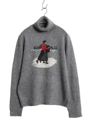 【お得なクーポン配布中!】 90s ローレン ラルフローレン タートルネック ニット セーター レディース L オールド ポロ ラム ウール ハイネック 絵柄 ノルディック 灰