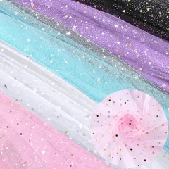 新品 チュール生地 5色セット ソフト メッシュ レース生地 星月 キラキラ 長1ｍ×幅150cmドレス布 柔らかい DIY手芸 衣装 撮影装飾カー テンウェディングドレス 裁縫 手作りアクセサリー ラッピング 装飾