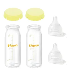 新品 母乳実感 直付け 哺乳瓶100ml×2 + 直付け乳首SS(一般新生児用)×2個 + ＫＲキャップ(イエロー)×2個 + おまけつき