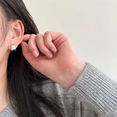 A4.ぽってりフープピアス　シルバー925　シンプル　ドロップ　金属アレルギー