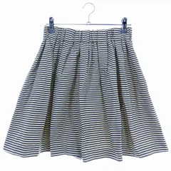 アナトリエ ANATELIER フレアスカート ミニ タック ウエストゴム ボーダー 36 アイボリー ボトムス /T2