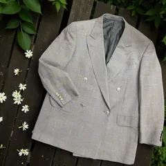 BURBERRY ジャケット テーラードジャケット 銀ボタン バーバリー ロンドン ダブルジャケット スーツ ブレザー 古着 メンズ カジュアル