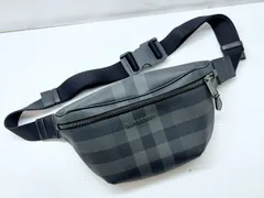 現行　美品　BURBERRY　バーバリー　ケーソン　チェック　ベルトバッグ　PVC　チャコール　80732671