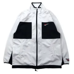 Reebok 90年代 トラックジャケット ジャージ M ホワイト ブラック ポリエステル ベクターロゴ刺繍 日本製