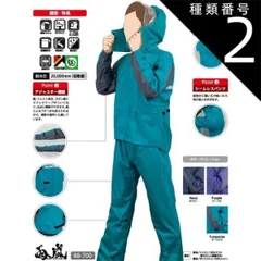 種類2：M/ネイビー 【 耐水圧20000mm 】 レインウエア コヤナギ 雨嵐 【 BB-700 】 | レインコート 合羽 カッパ レディース メンズ 上下 作業 現場 仕事 ビジネス 丈夫 通勤 通学 自転車 梅雨 雨 台風 登山 ハイキング アウトドア