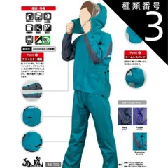 種類3：L/ネイビー 【 耐水圧20000mm 】 レインウエア コヤナギ 雨嵐 【 BB-700 】 | レインコート 合羽 カッパ レディース メンズ 上下 作業 現場 仕事 ビジネス 丈夫 通勤 通学 自転車 梅雨 雨 台風 登山 ハイキング アウトドア