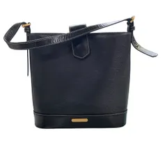 ♪3435  BURBERRY バーバリー ワンショルダー表面ブラック 中身ノバチェック ホースロゴ  旧型 中古 美品