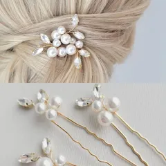 髪飾り 3点セット Uピン ヘアピン かんざし パール ボタニカル 結婚式 成人式 卒業式 和装 洋風 着物 留袖 振袖 訪問着 色打掛 袴 浴衣 シルバー ゴールド ヘアアクセサリー お呼ばれ 前撮り 日本髪 30代 40代 50代