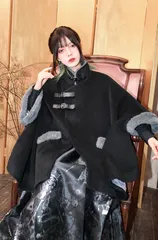 サブカル Aライン コート レディース ケープ風 ポンチョ デザイン アウター フェイクファー 防寒 ビッグシルエット ハイネック ベルト 黒 ブラック 冬 秋冬 ロングコート モード系 原宿系 きれいめ 大人可愛い 韓国風 ゴシック クラシカル