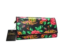 ■新品■未使用■ FEILER フェイラー PVC フラワー 花柄 二つ折り 財布 ウォレット レディース ブラック系×マルチカラー DI8097