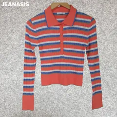 JEANASIS　ストライプリブ編み長袖ポロシャツ Fサイズ