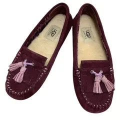 【美品】アグオーストラリア (23) モカシン タッセルローファー ボア スリッポン パンプス フラット 本革 レザー 希少カラー